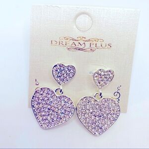 Earrings Heart Crystals dangle Pierced. ST…